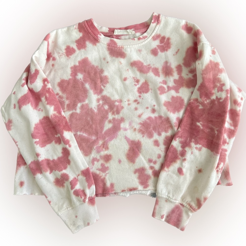 Hippie Rose Cropped Pink Tie-Dye Sweater